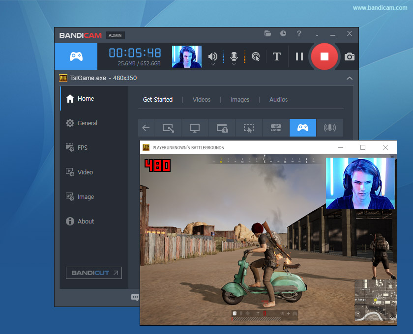 Интерфейс записи Bandicam